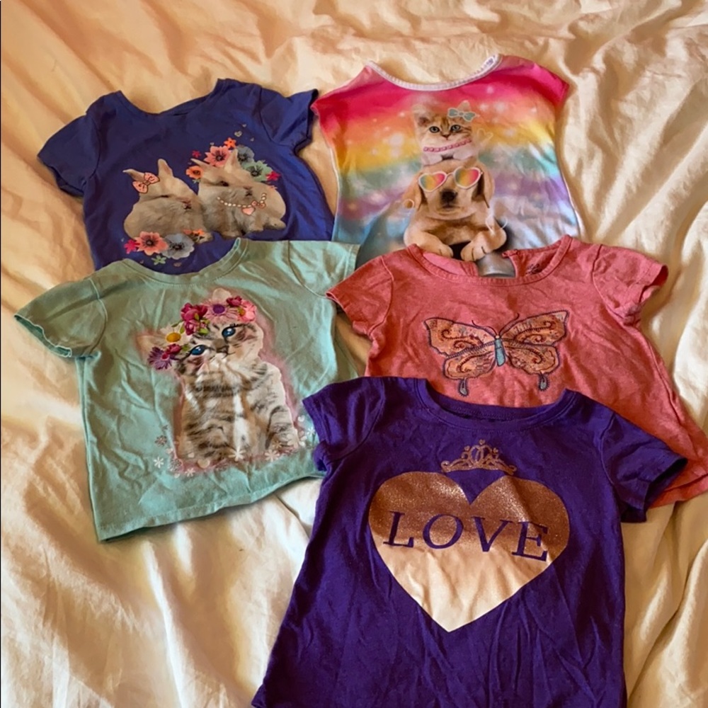 Lot of tshirts kitty puppy butterfly heart bunnies